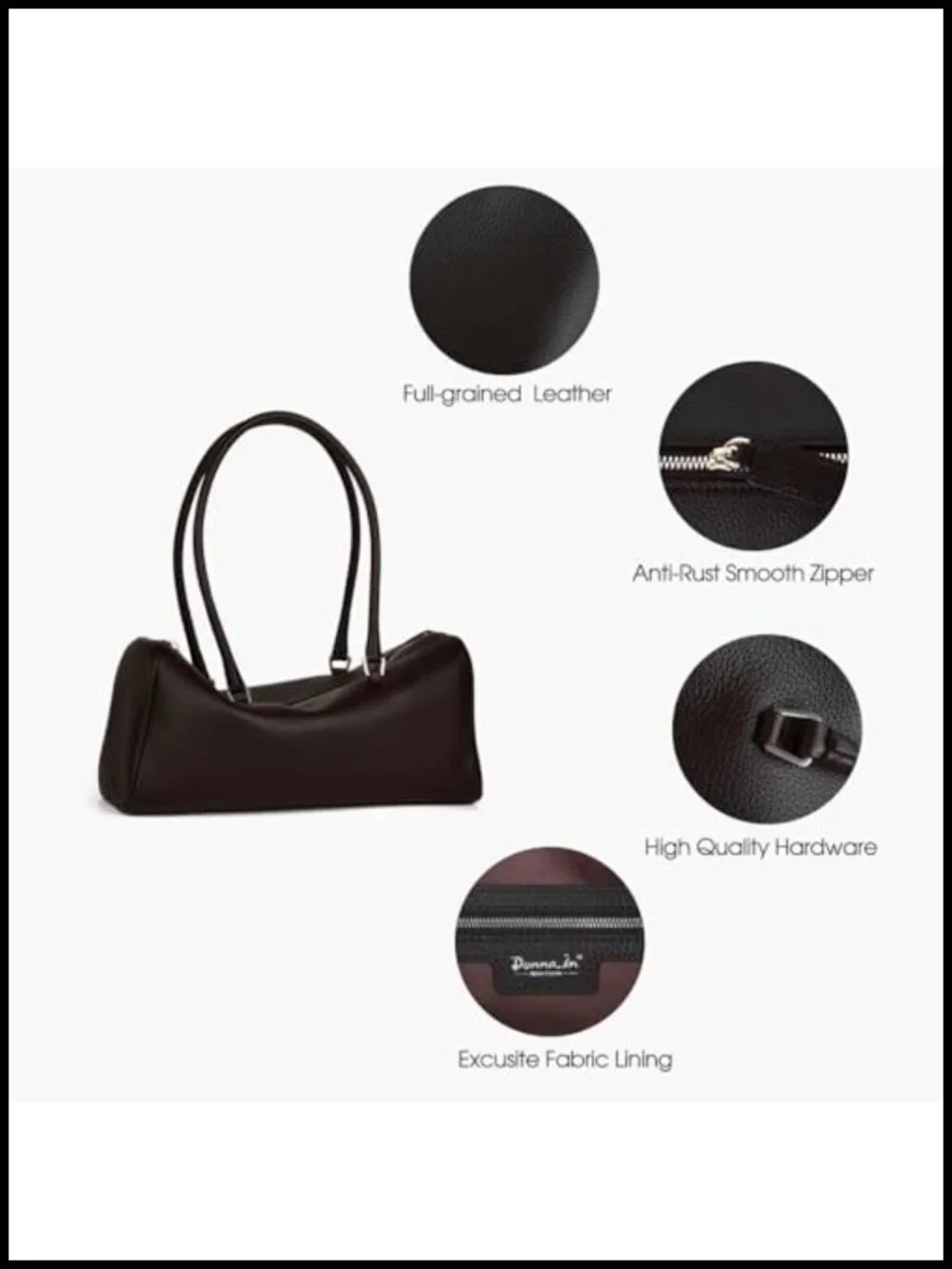 Premium Full-Grained Leather Hobo Handbag with Top Handle Barrel Design
